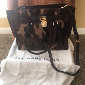 Michael Kors Camo Leather Fur Bag